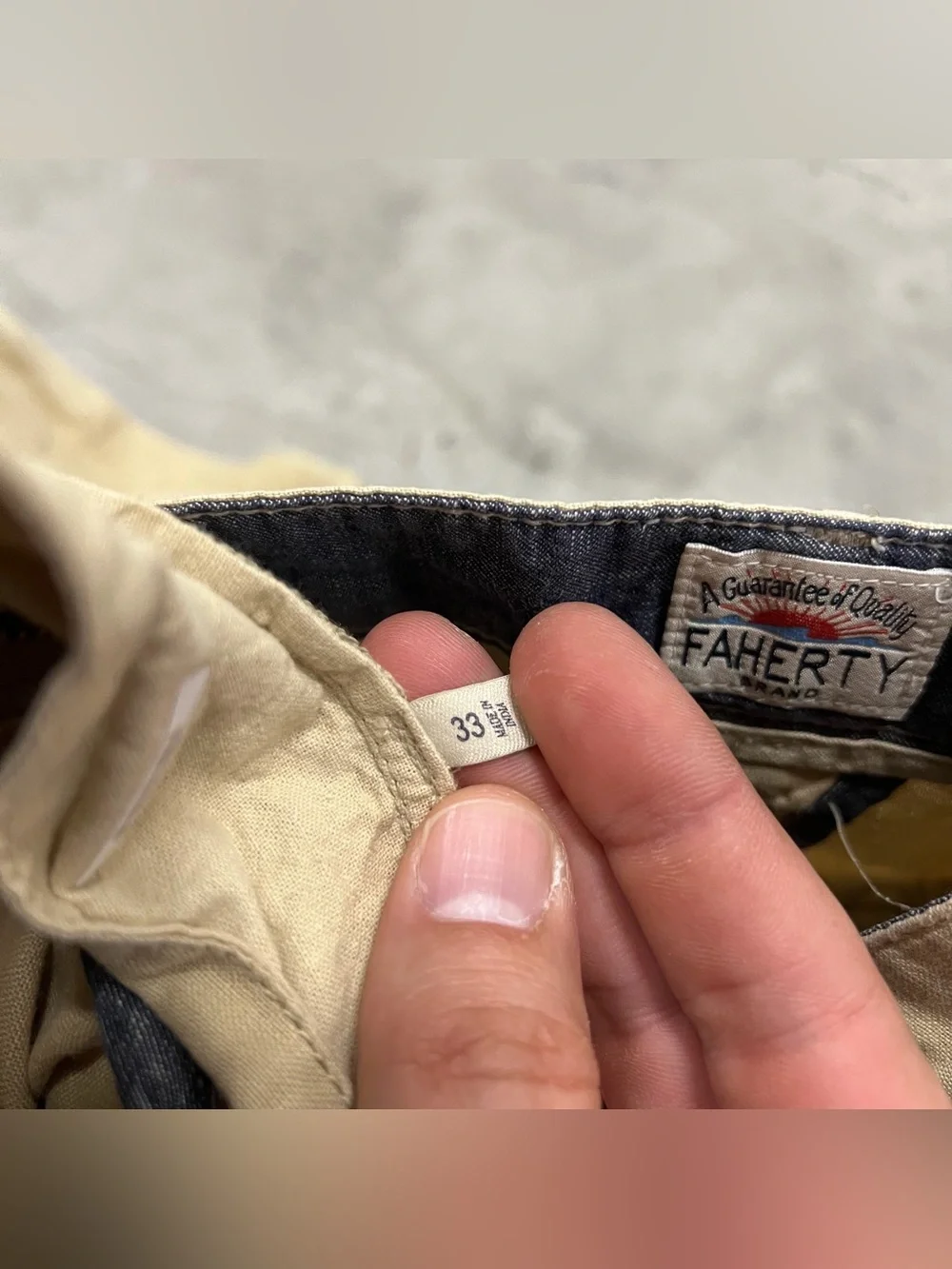 Faherty Tradewinds Shorts Mens 33 9” Beige Linen Organic Cotton Blend
